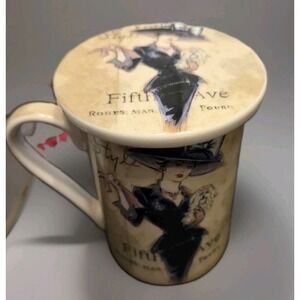 Kent Pottery England Porcelain Lidded Coffee Mug Fifth Ave New York Style Lady